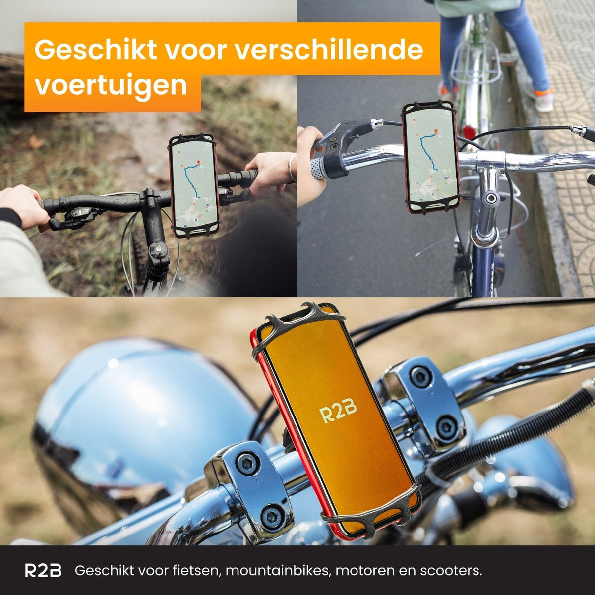 Telefoonhouder Fiets Elastisch - 360° Rotatie - Universeel - Telefoonhouder fiets