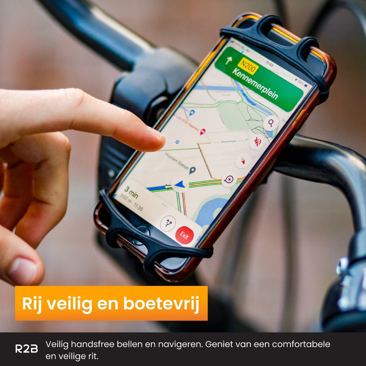 Telefoonhouder Fiets Elastisch - 360° Rotatie - Universeel - Telefoonhouder fiets