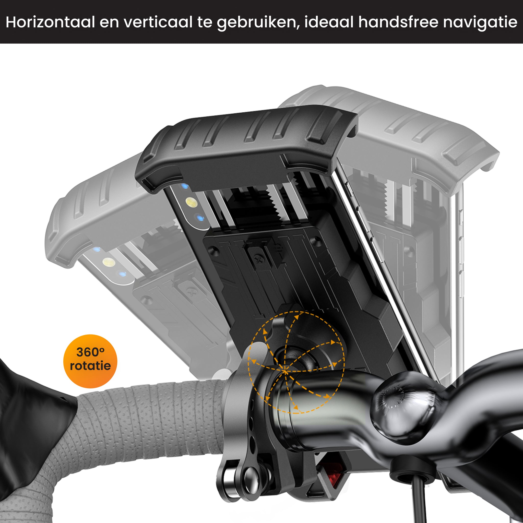 stevige telefoonhouder voor op de fiets met 360 graden rotatie