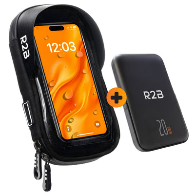 R2B Phone Holder Bicycle Waterproof & Powerbank suitable for MagSafe - Model The Hague - Black