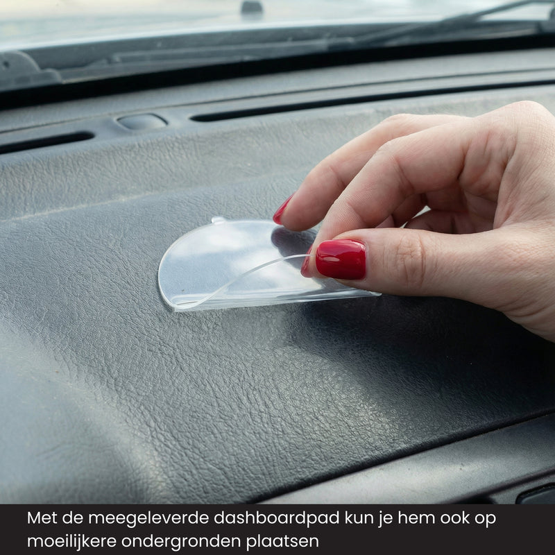 telefoonhouder plakken op dashboard met behulp van een dashboardpad