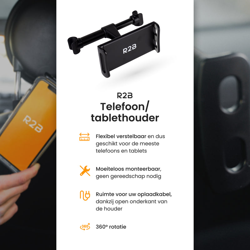 R2B Tablet houder auto hoofdsteun voor tablets/telefoons - Model Apeldoorn
