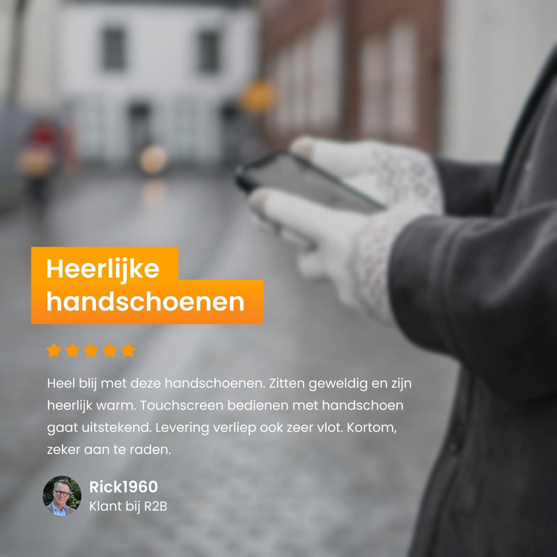 Touchscreen handschoenen heren winter- handschoenen dames winter - Model "Brugge" - Wit - R2B - R2B Store