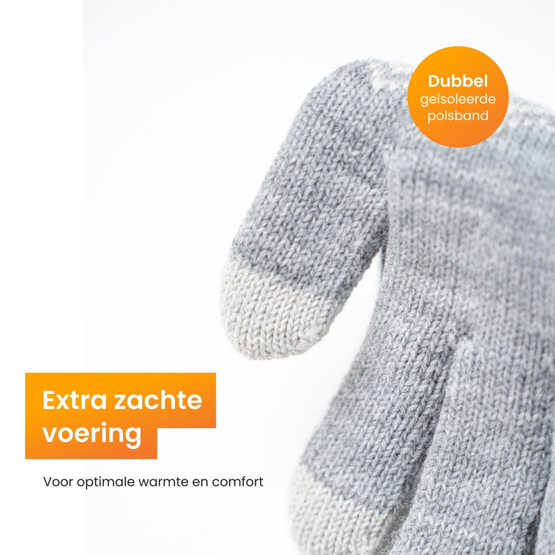Touchscreen handschoenen heren winter- handschoenen dames winter - Model "Brugge" - Grijs - R2B - R2B Store