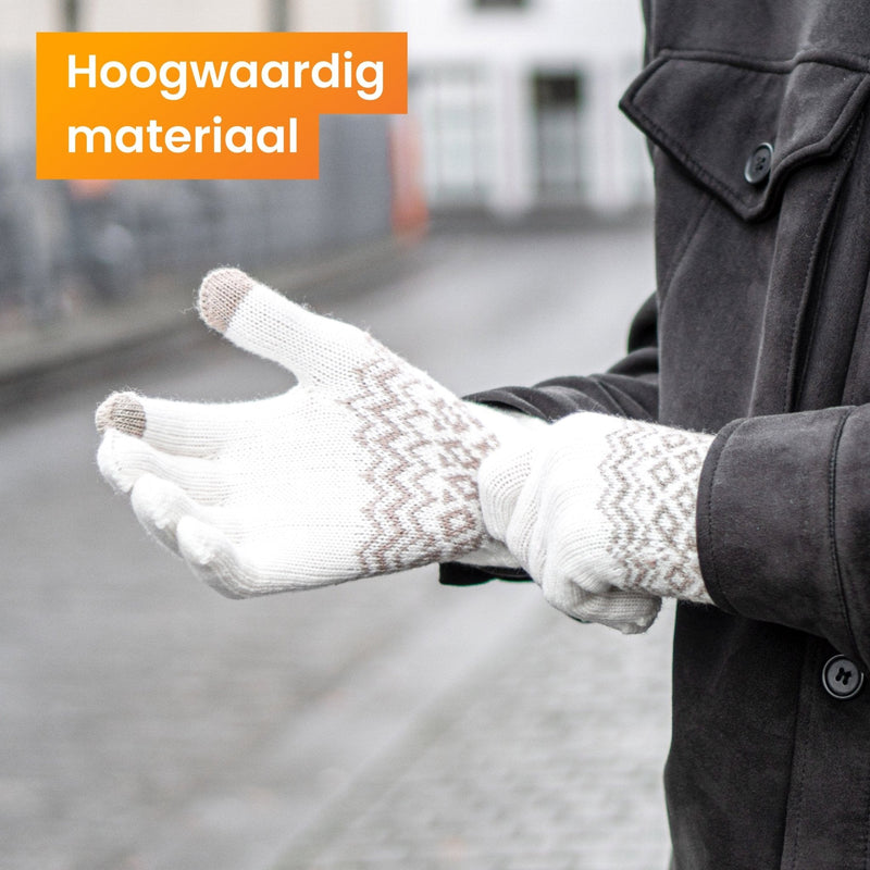 Touchscreen handschoenen heren winter- handschoenen dames winter - Model "Brugge" - Wit - R2B - R2B Store