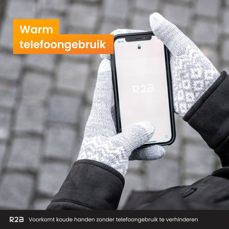 Touchscreen handschoenen heren winter- handschoenen dames winter - Model "Brugge" - Grijs - R2B - R2B Store
