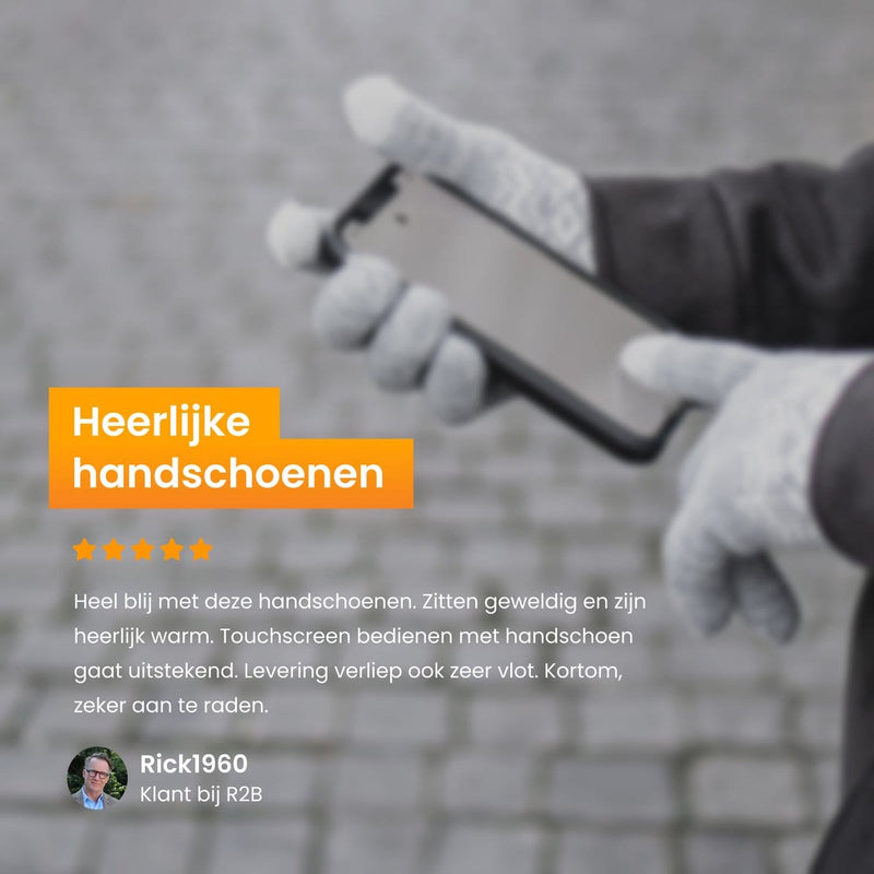 Touchscreen handschoenen heren winter- handschoenen dames winter - Model "Brugge" - Grijs - R2B - R2B Store