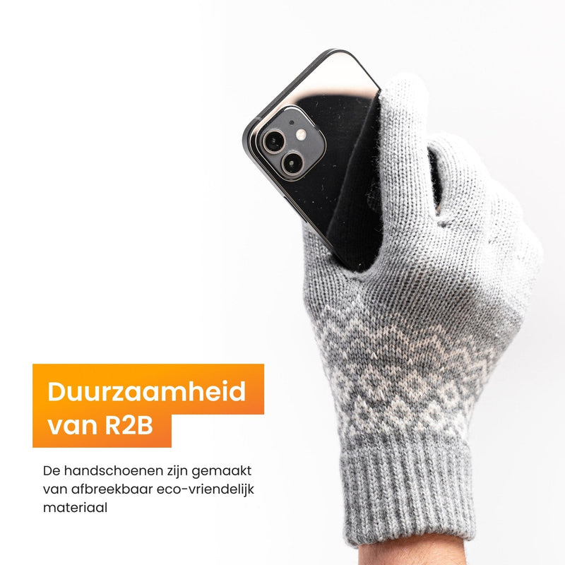 Touchscreen handschoenen heren winter- handschoenen dames winter - Model "Brugge" - Grijs - R2B - R2B Store