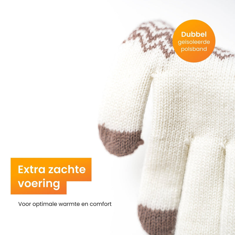 Touchscreen handschoenen heren winter- handschoenen dames winter - Model "Brugge" - Wit - R2B - R2B Store