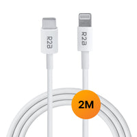 R2B USB-C naar Lightning Kabel - 2 Meter - Snelladen - Stevig & Betrouwbaar - 8 Pins Aansluiting - Wit