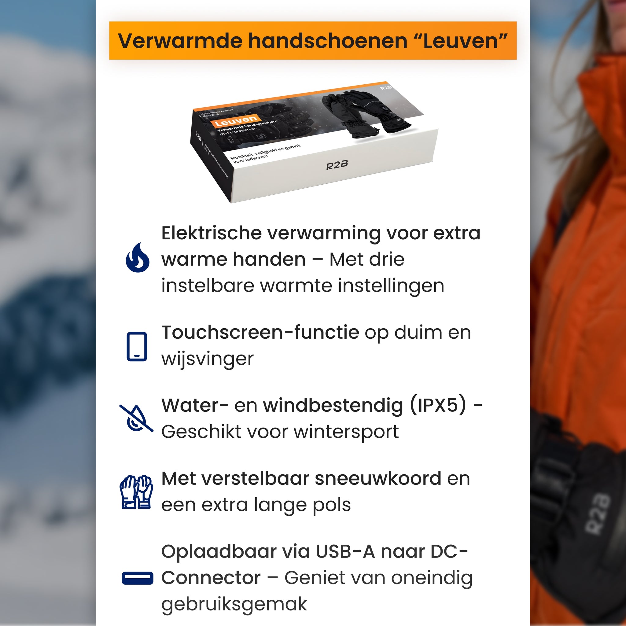 Een samenvatting van alle details van de verwarmde handschoenen