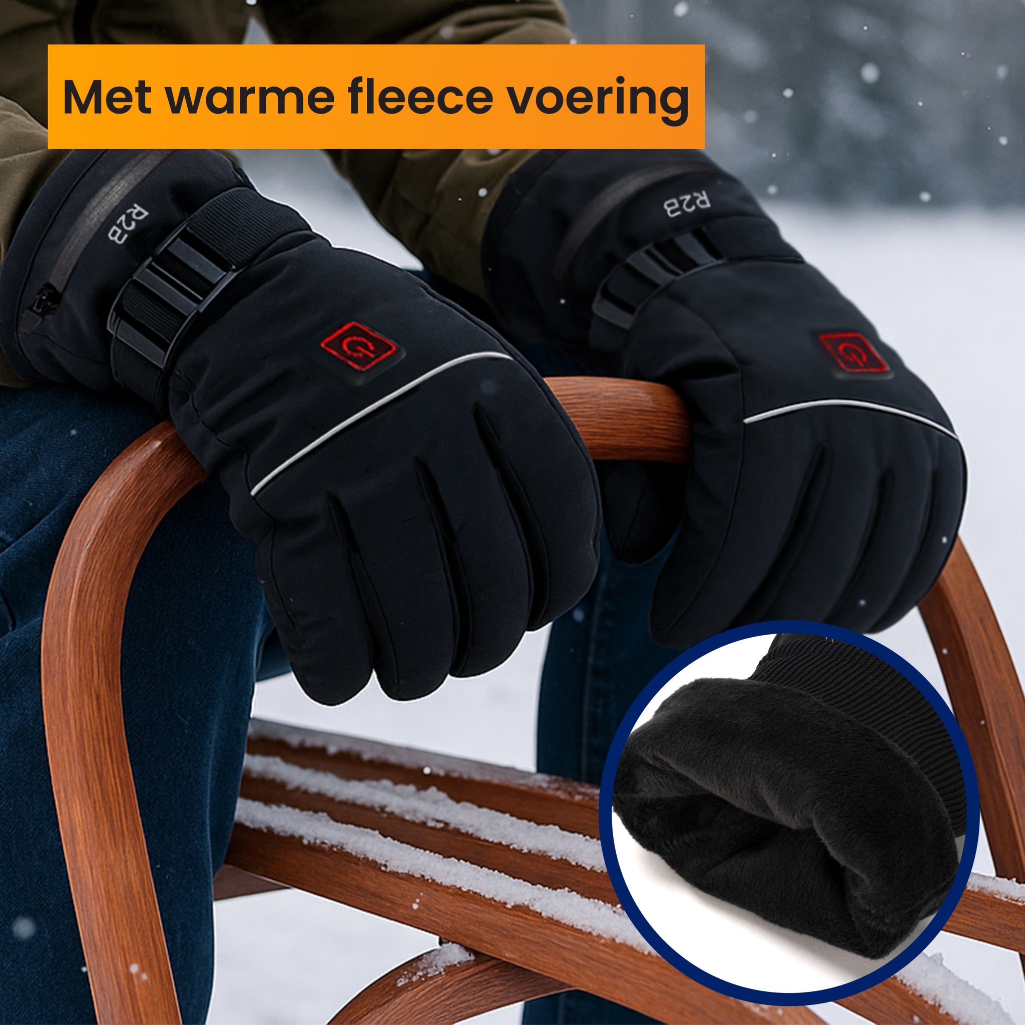 verwarmde handschoenen met fleece voering aan de binnenkant