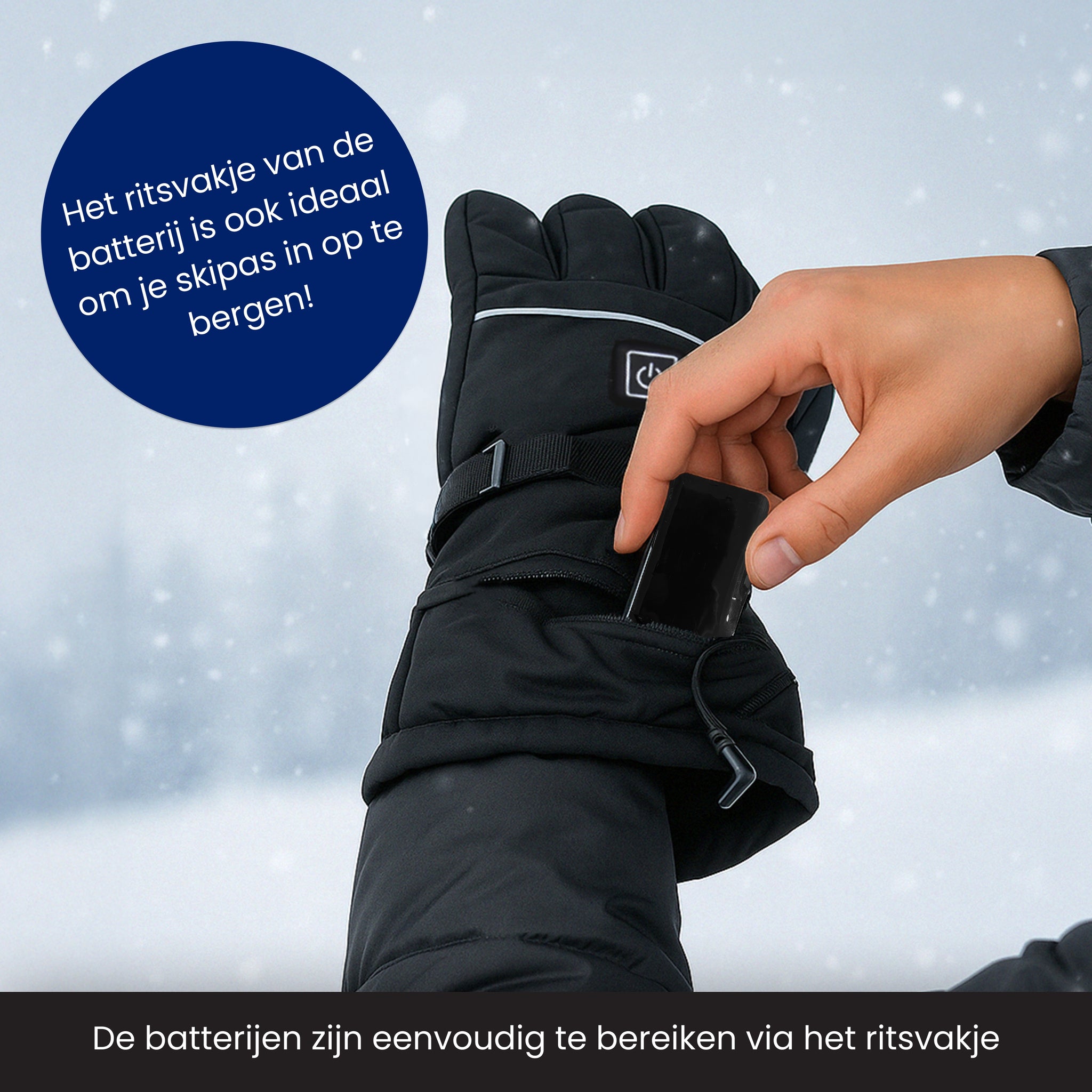 De touchscreen handschoenen bevatten een handig ritsvakje