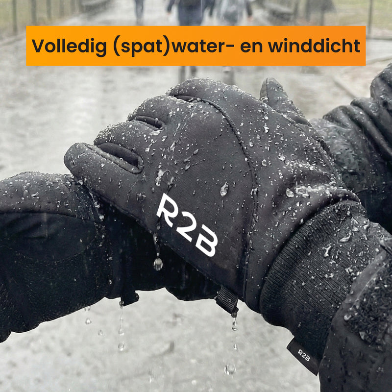 Waterdichte handschoenen die regen en kou volledig buiten houden.