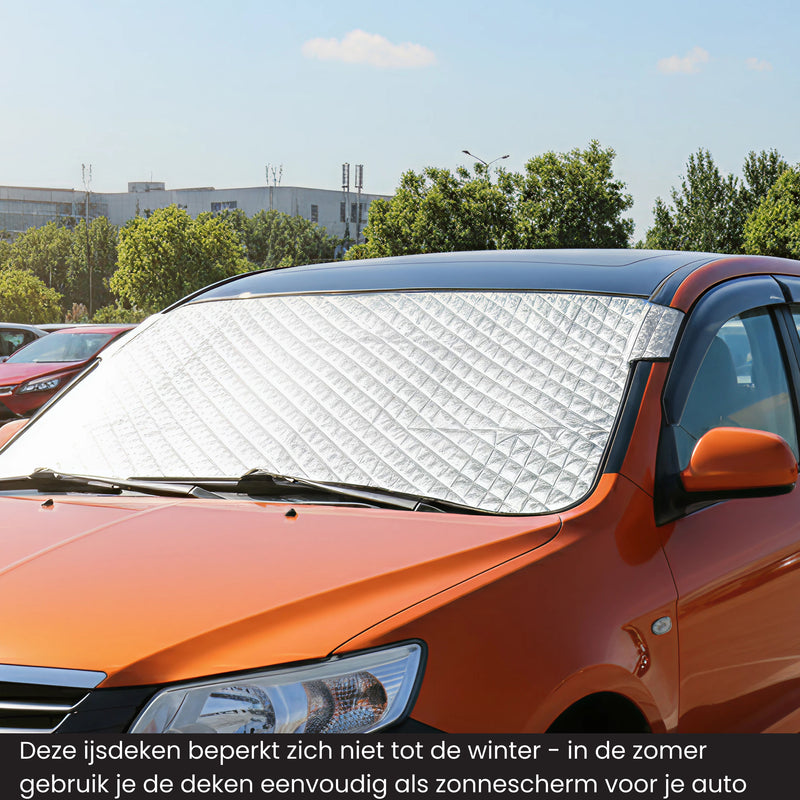De ijsdeken is ook in de zomer te gebruiken als zonnescherm voor je auto