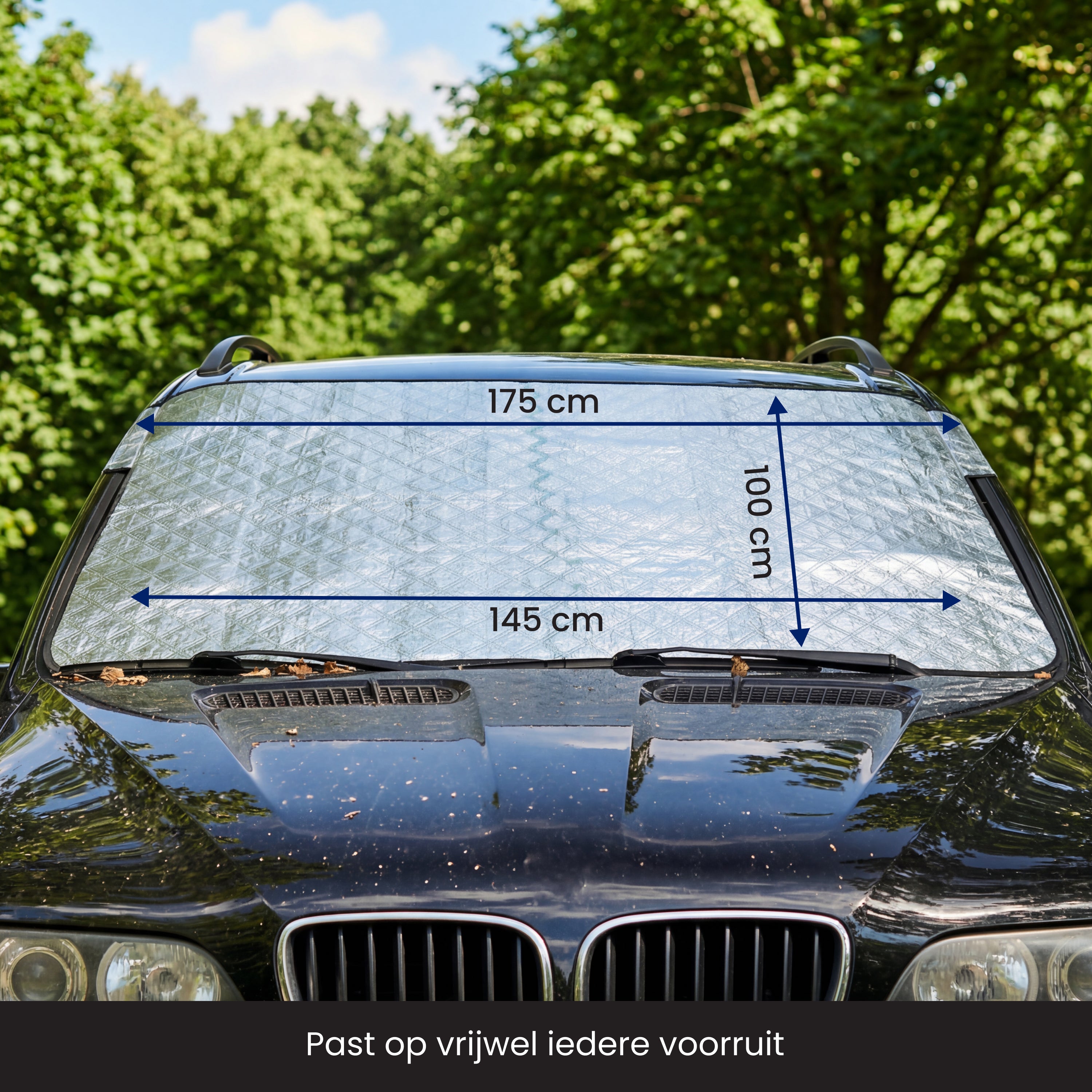 Afmetingen van de R2B zonnedeken voor auto