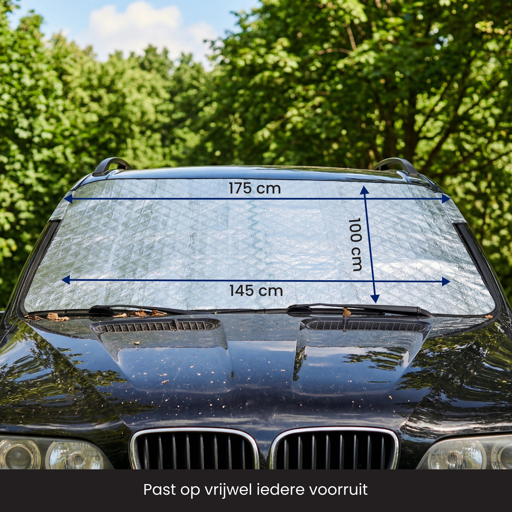 Afmetingen van de R2B zonnedeken voor auto