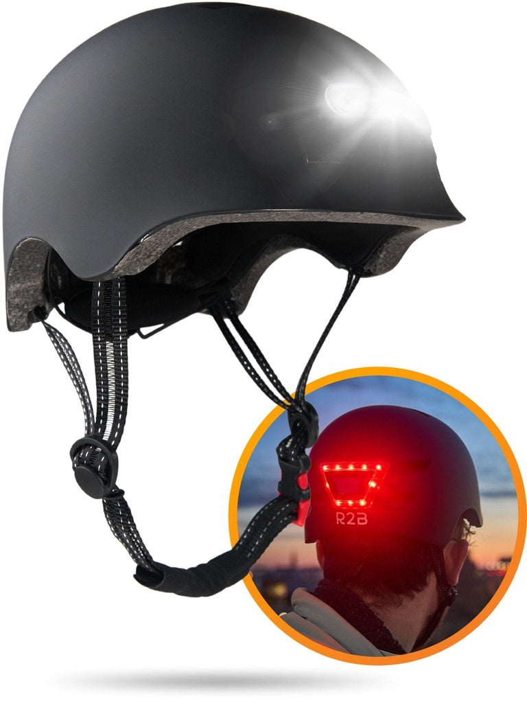 R2B Fietshelm voor volwassenen met LED-verlichting - Maat L - 58-61 cm - Fiets helm voor dames en heren - R2B Store