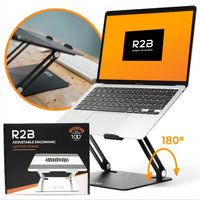 R2B Luxe Laptop standaard opvouwbaar - Model Den Bosch - 10 t/m 17 inch - Zwart - R2B Store