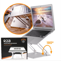 R2B Luxe Laptopstandaard opvouwbaar - Model Den Bosch - 10 t/m 17 inch - Zilver - R2B Store