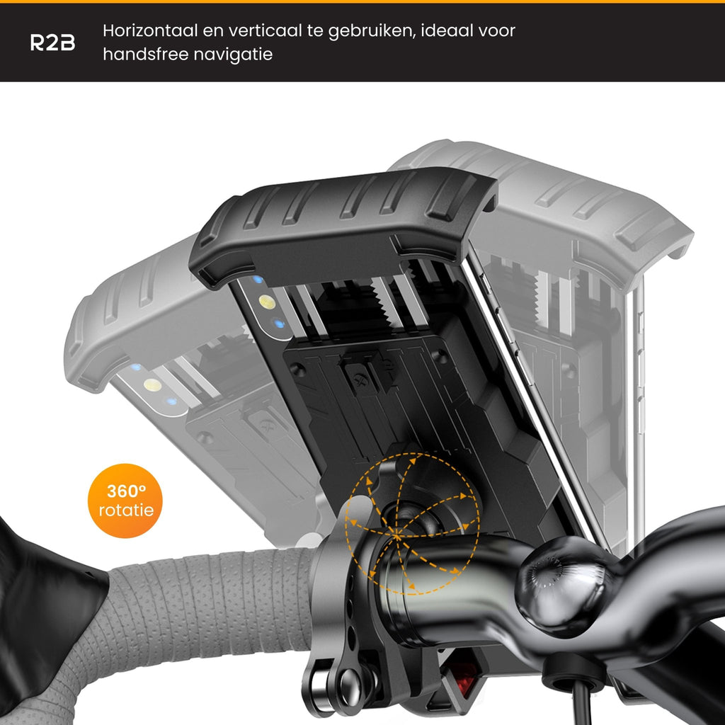 R2B Support de téléphone pour vélo robuste avec rotation à 360 degrés -  Modèle Delft