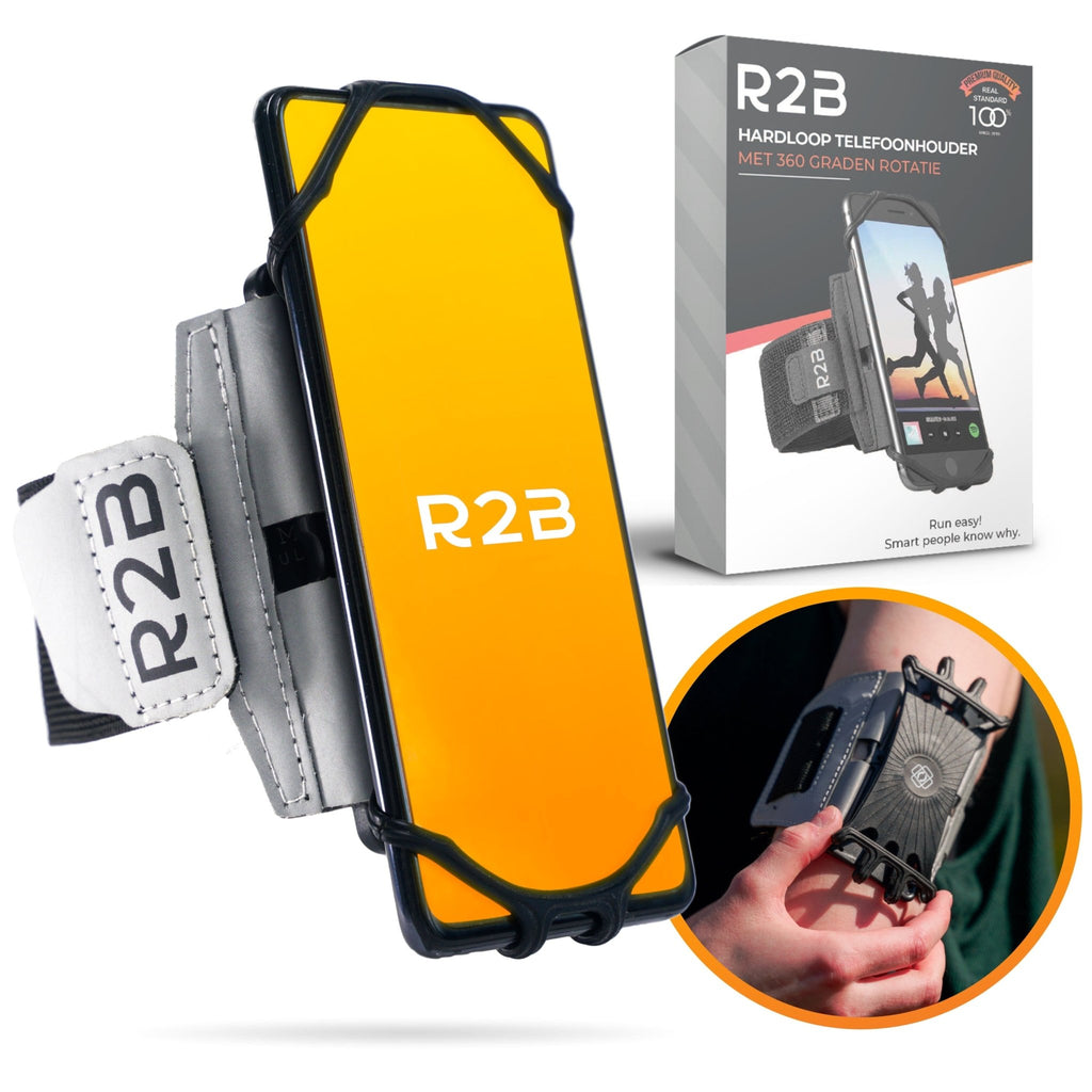 R2B Telefoonhouder hardlopen met 360 graden rotatie - Model Hengelo - Zilver - R2B Store